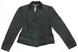 Vintage 90s Lauren Jeans RALPH LAUREN Black Denim Jacket Military Velvet Large